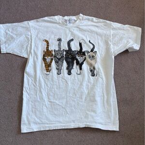 White Cat Print T-Shirt